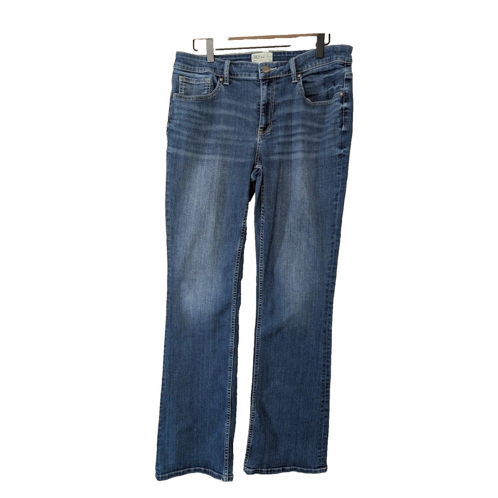 BKE Peyton Jeans Womens 31L Bootcut Mid Rise Stretch Blue Denim Flaw Buckle
